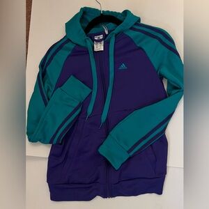 Women’s Adidas Climate teal and purple hoodie jacket size XS